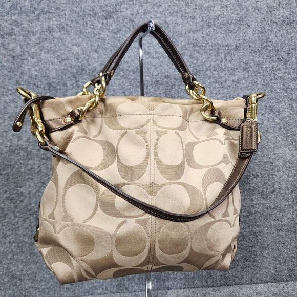 Coach Handbags - Coach Brooke F17183 Brown Sateen Signature Shoulder Bag Chain Straps F17183